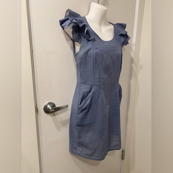 Blue polka dot ruffle dress - Picture 1 of 7